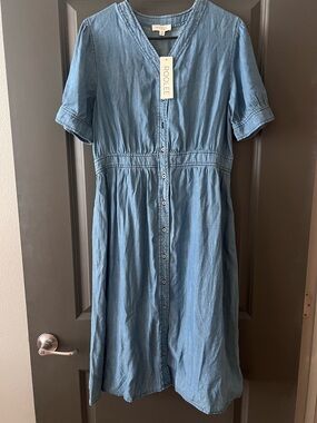 NWT Roolee Denim Midi Dress (MISSING A BUTTON)